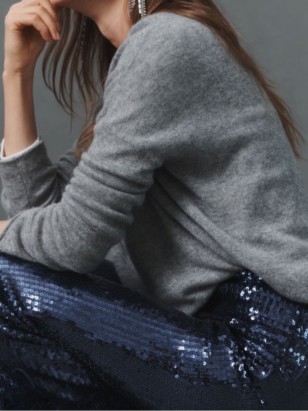 Anthropologie Pilcro Gray Alani Cashmere Sweater Plush Boxy Luxury Roll Neck - Picture 2 of 9